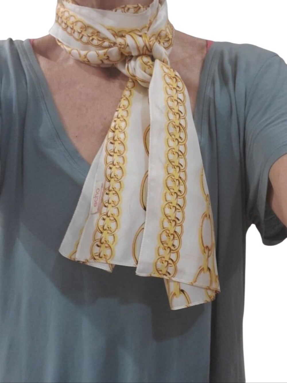 Echo Vintage 100% Silk Chain Link Equestrian Neck Scarf